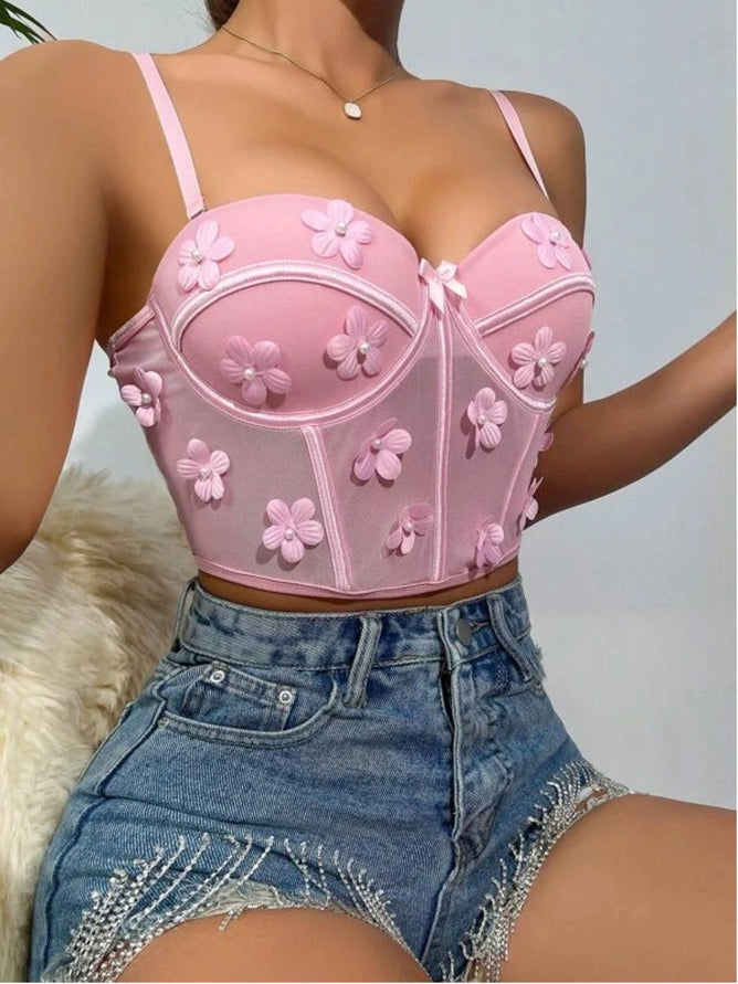 Bustier de encaje de flor