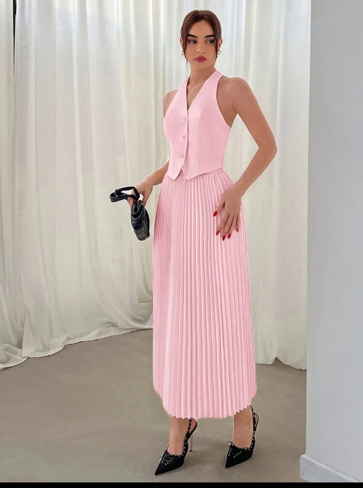 Conjunto de Falda plisada con chaleco