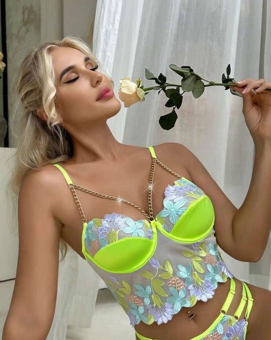 Bustier verde de encaje