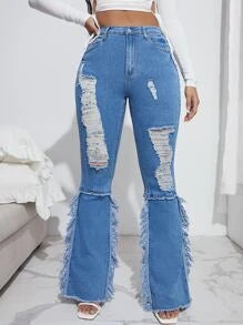 pantalon campana con flecos