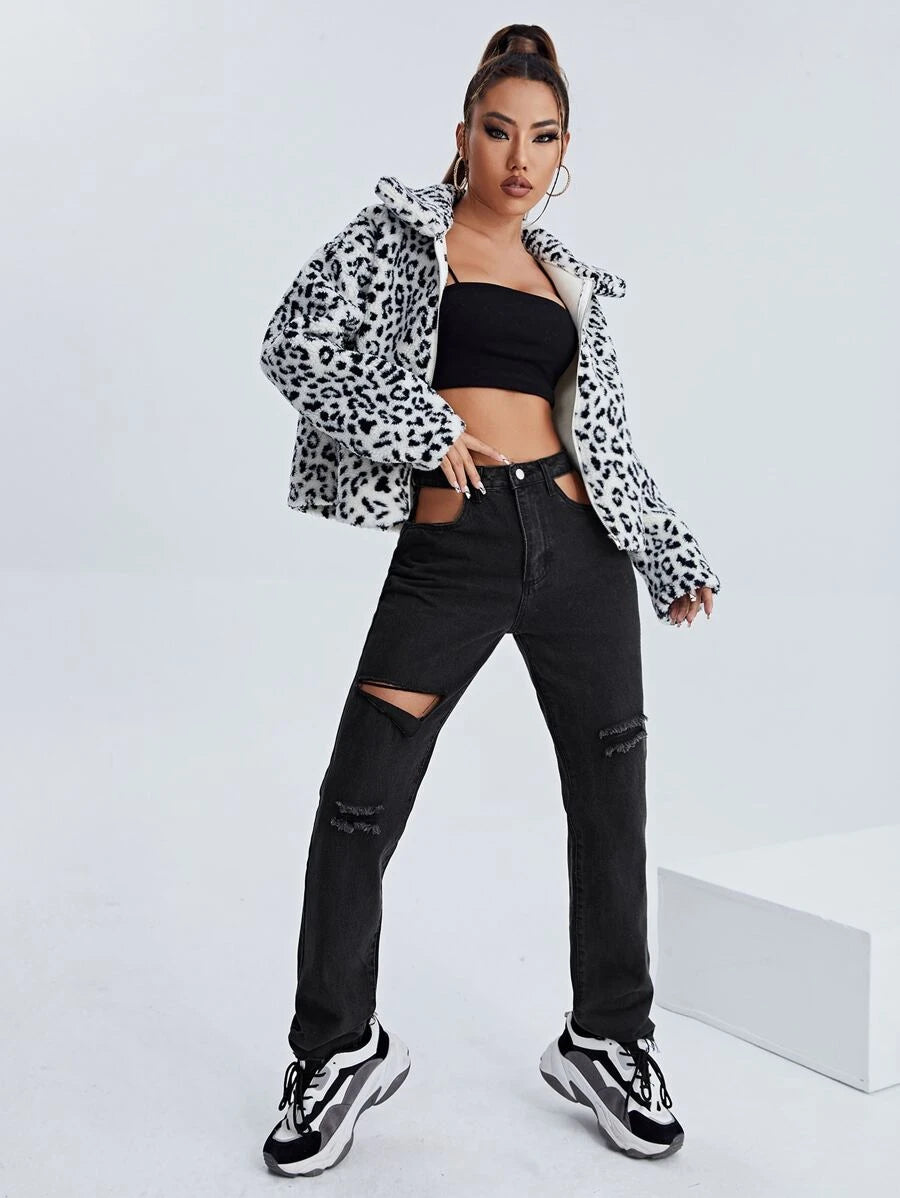 High Waist Cut-out jean