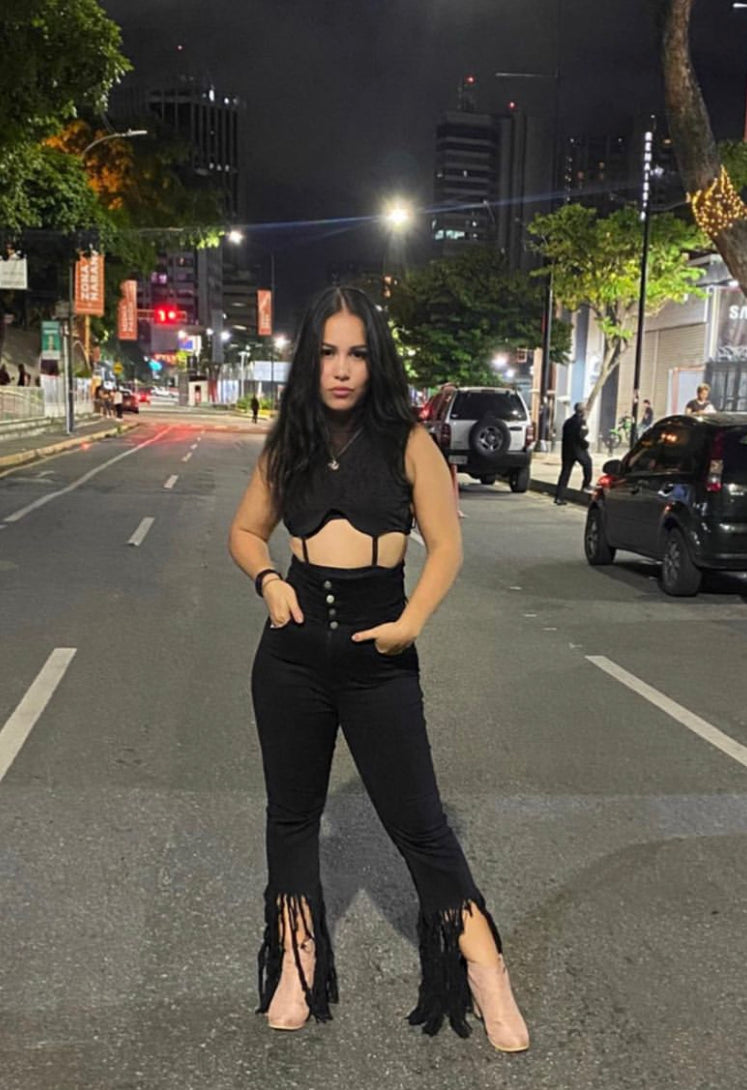 Jean faja con flecos