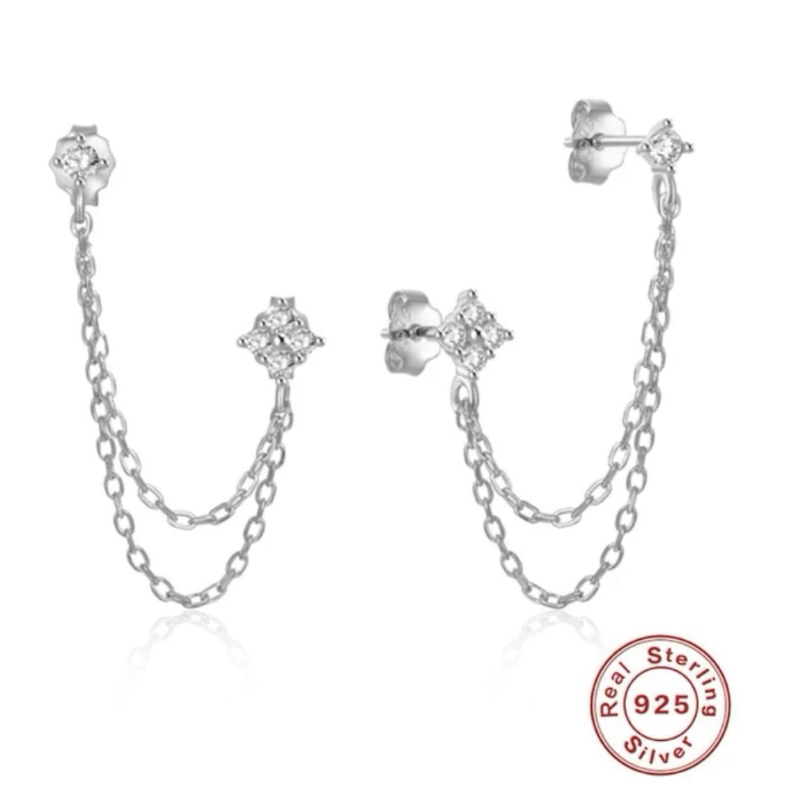 Aretes dobles de Plata 925