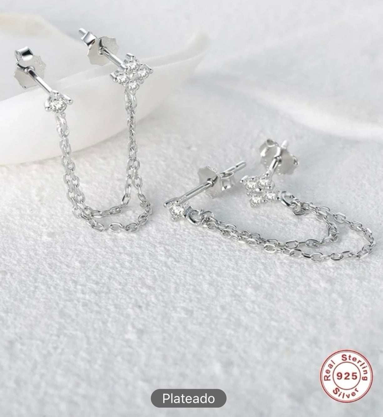 Aretes dobles de Plata 925