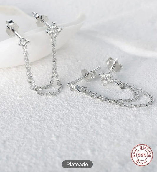 Aretes dobles de Plata 925