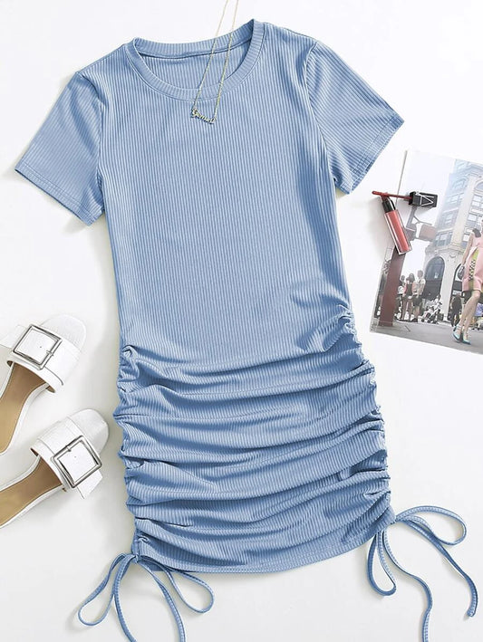 Vestido canale con ruches a los lados