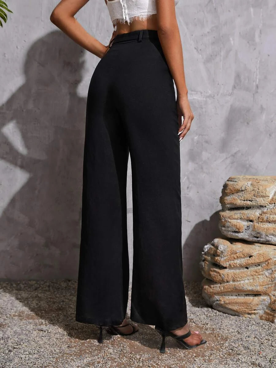 pantalon de pliegue con correa
