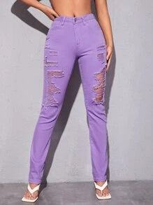 Lila fancy rasgado alto